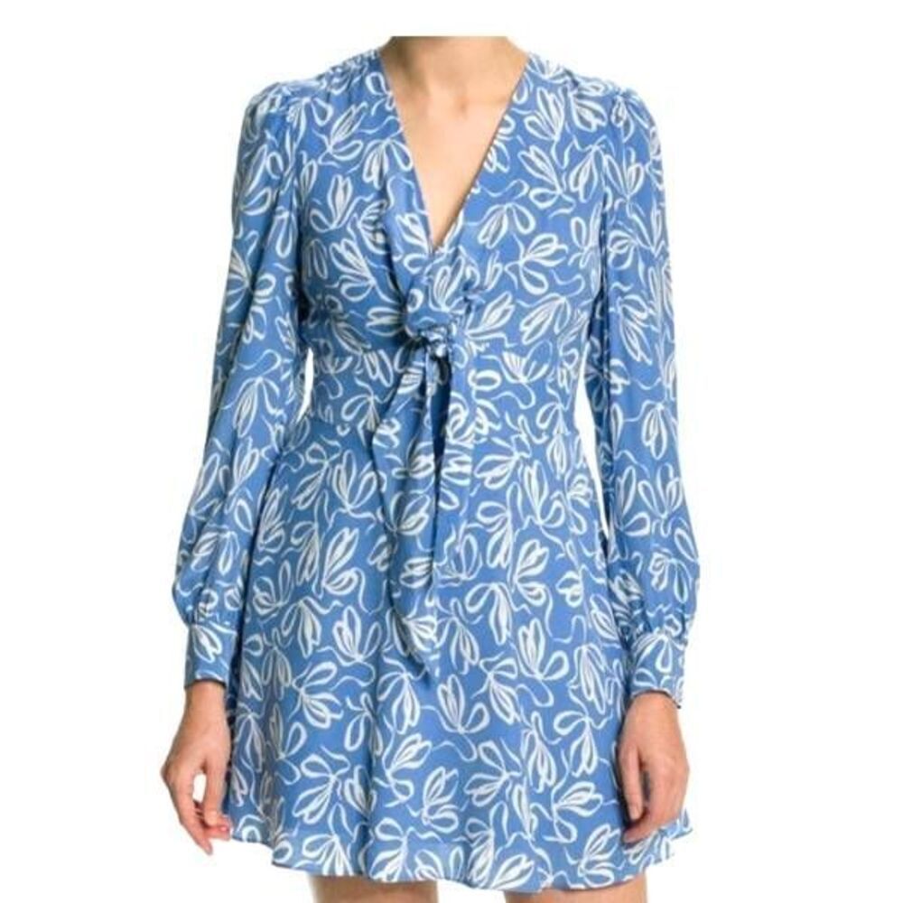 Ted Baker Cornflower Blue/ White Heidiee V-Neck Fit & Flare Dress Sz 1 (US 4)